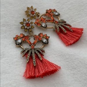 Orange tassel earrings